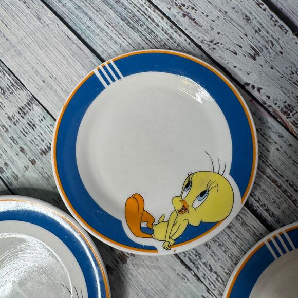 Vintage Tweety Bird Salad Plates Set of 4 Gibson Looney Tunes Warner Bros 1990s - Picture 4 of 6